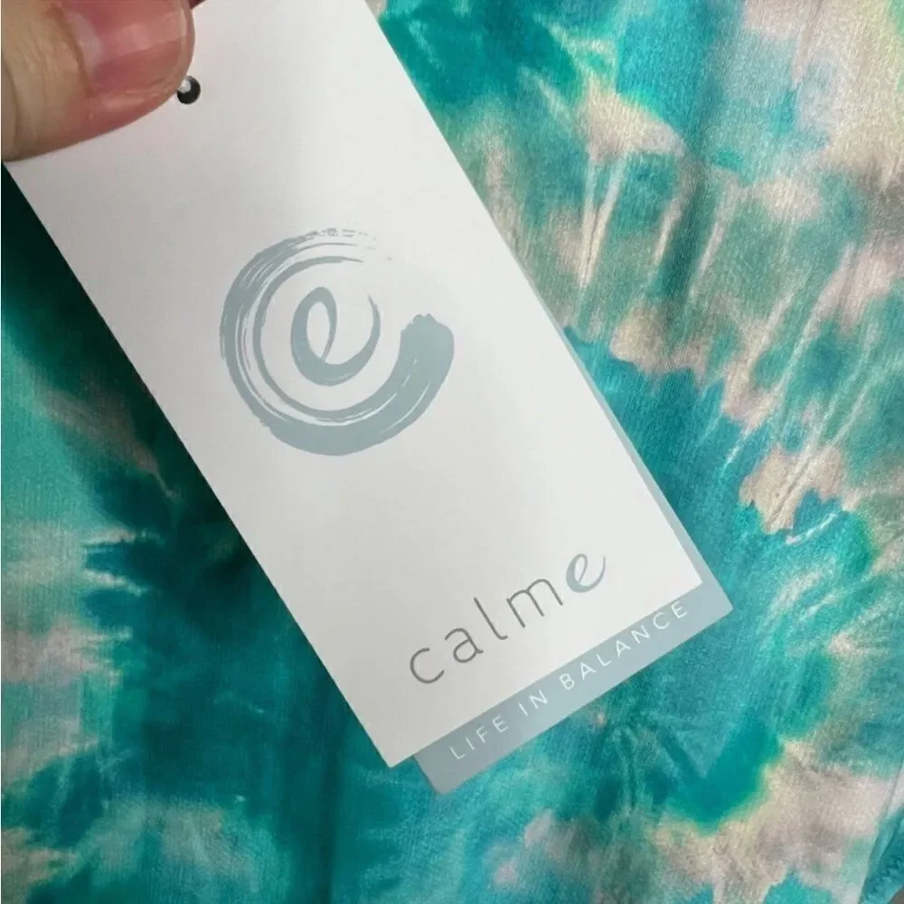 Johnny Was Calme Aqua Keys Turquoise Tie Dye One Piece Tank Swimsuit $158